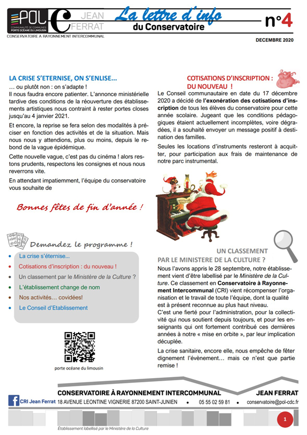 Lettre d'information du Conservatoire